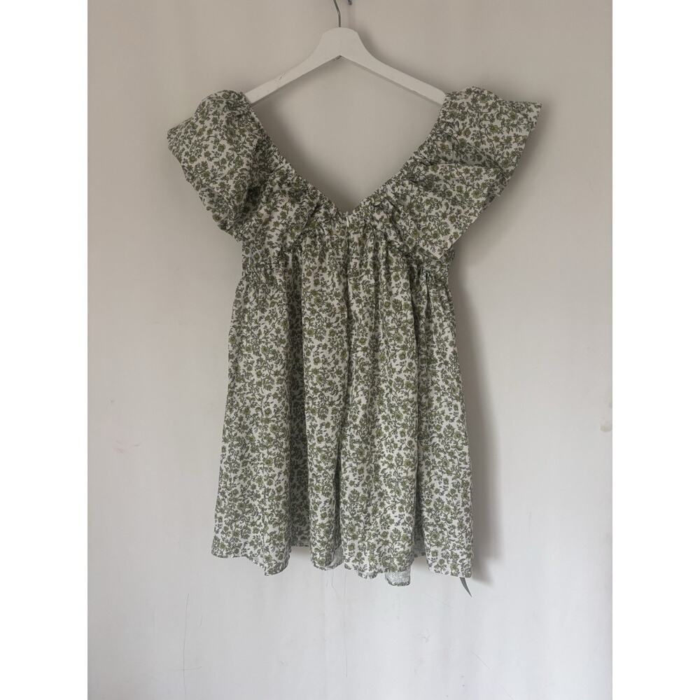 Bohemian Dress Medium Short Mini Ruffled Sleeves Babydoll Floral Boho - Picture 8 of 13